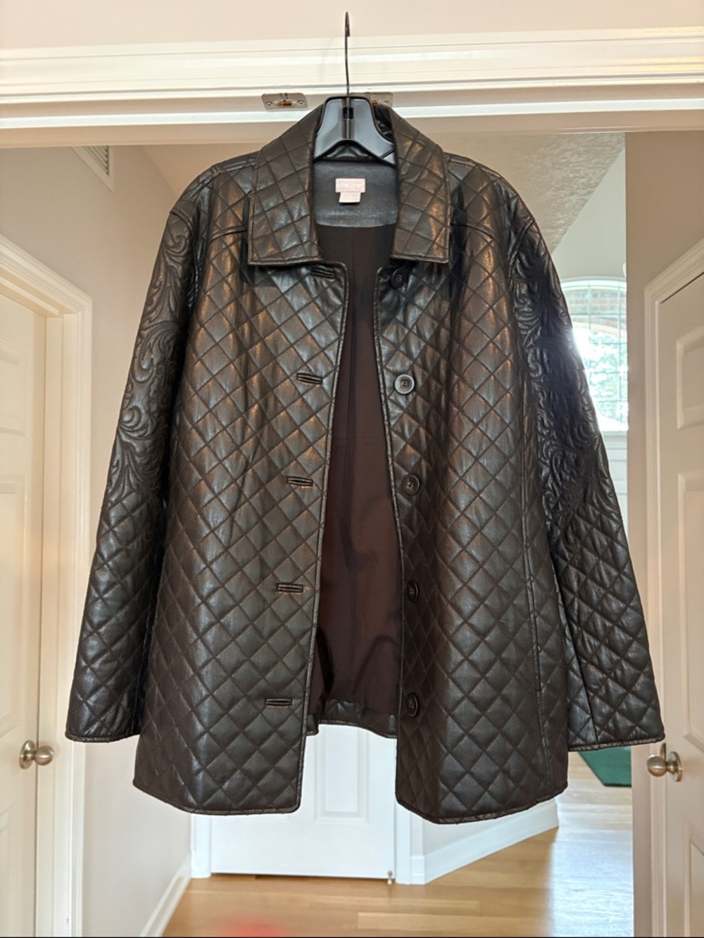 Quilted Fax Leather Women's Jacket in Black